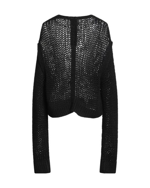 Rick Owens Black Round Neck Long Sleeve Knit Sweater