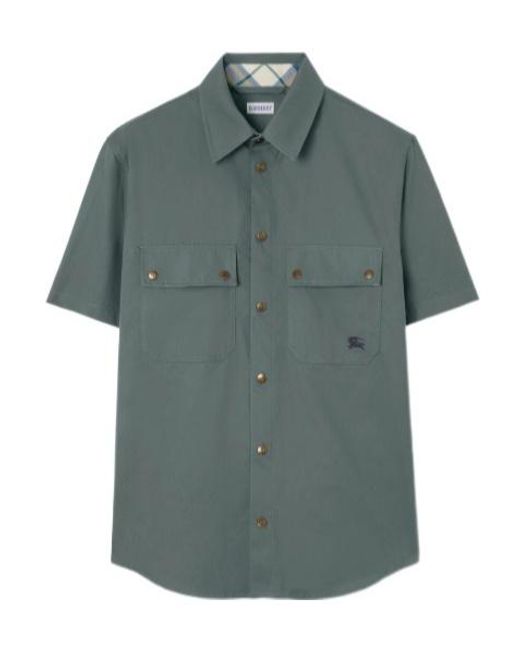 Burberry Green Relaxed Fit Tropical Gabardine Shirt for men