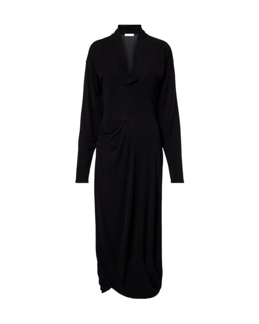 Lemaire Black Draped Crepe Jersey Maxi Dress