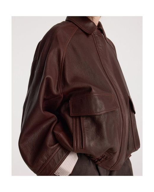 Rohe Brown Grain Leather Aviator Jacket