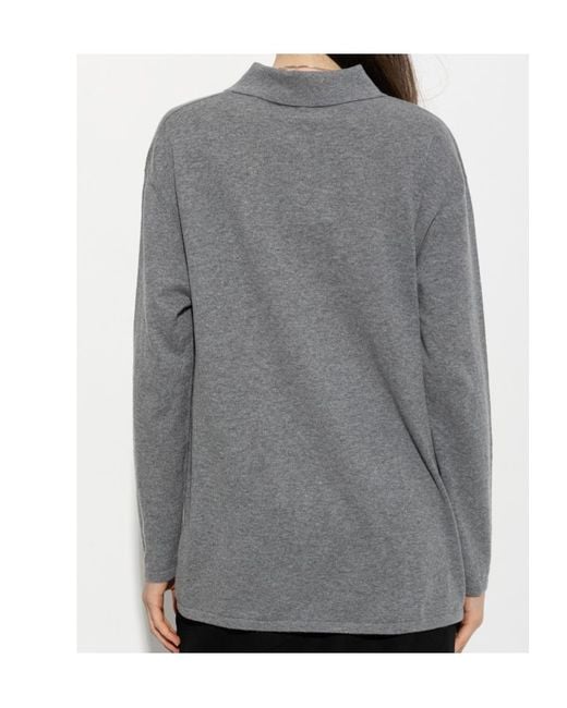 Lisa Yang Gray Buttoned Polo Knitwear