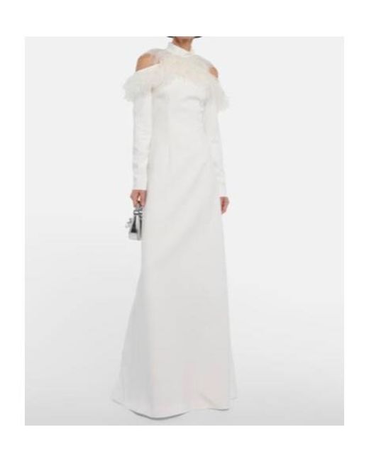 Christopher Kane White Feather-Embellished Crepe Dress