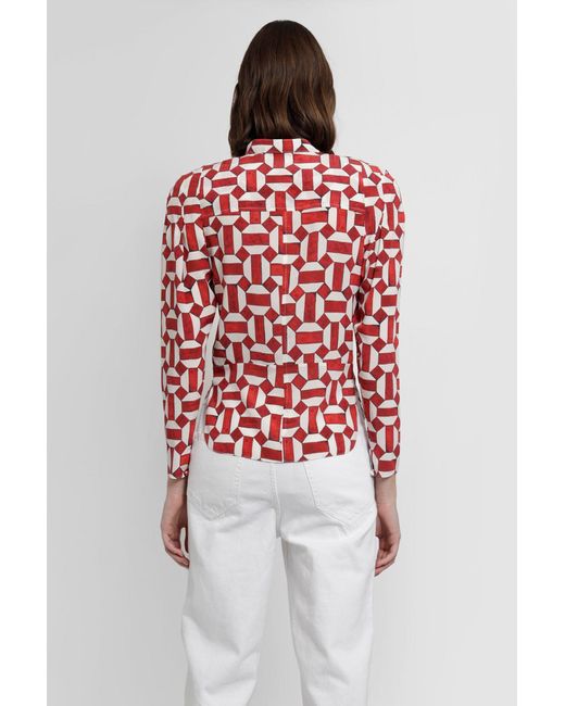 Isabel Marant Red Artus Abstract-Print Blouse