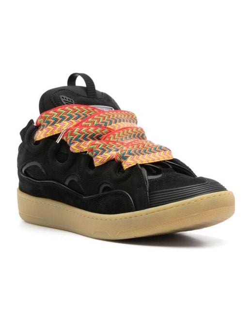 Lanvin Black Curb Round Toe Lace-Up Sneakers for men