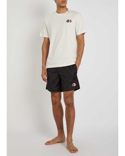 Moncler Black Elastic Waist Swim Trunks for men