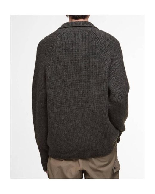Barbour Black Zip-Fastening Ribbed-Knit Cardigan for men