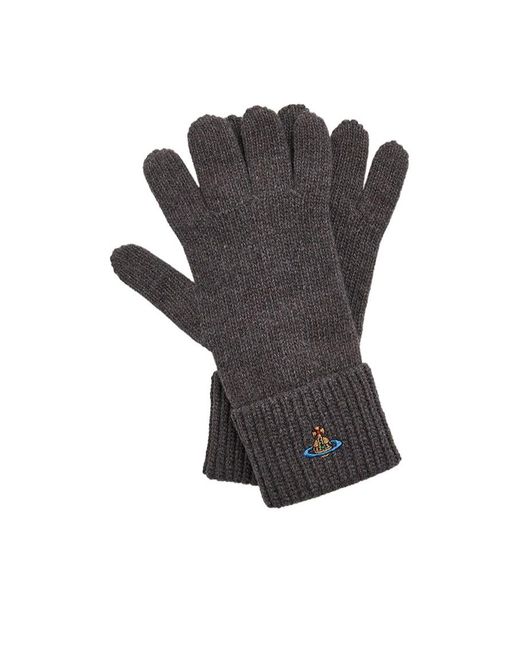 Vivienne Westwood Black Logo Wool Gloves