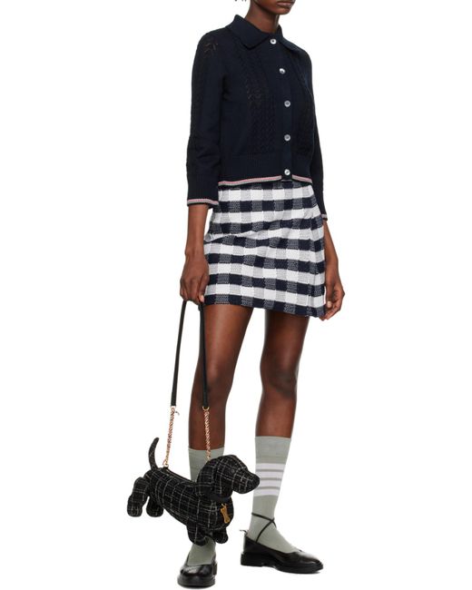Thom Browne Blue Gingham-Check Jacquard Miniskirt