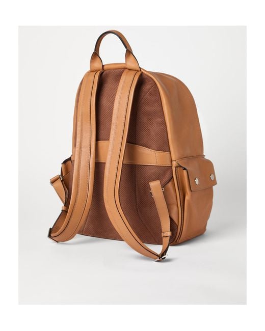 Brunello Cucinelli Brown Logo-Printed Zipped Backpack for men