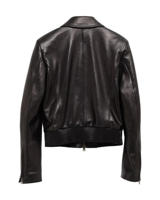 Balenciaga Black Long-Sleeved Leather Jacket