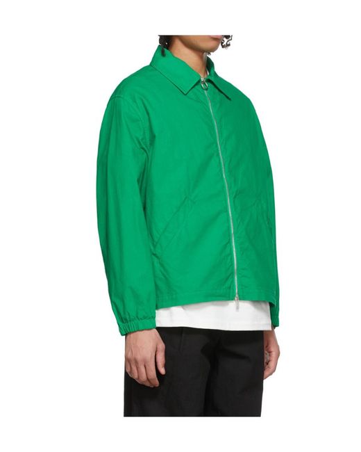 Jil Sander Green Zip-Up Cotton Jacket for men