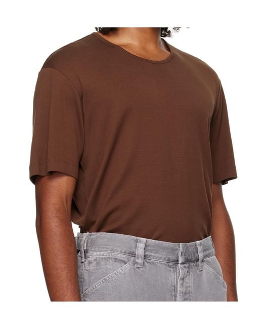 Lemaire Brown Round-Neck Cotton T-Shirt for men