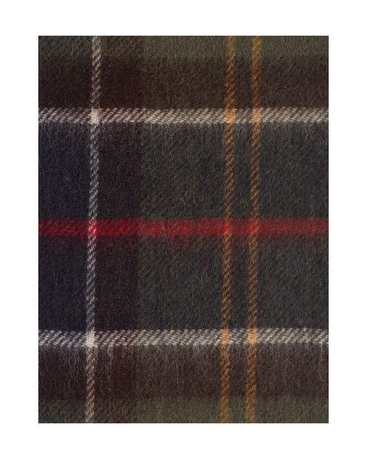 Barbour White Tartan Fringed Scarf for men
