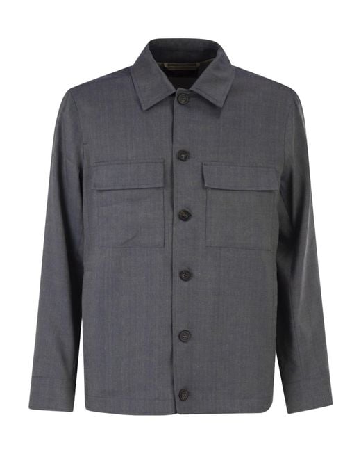 Peserico Gray Patch Pocket Shirt Jacket for men