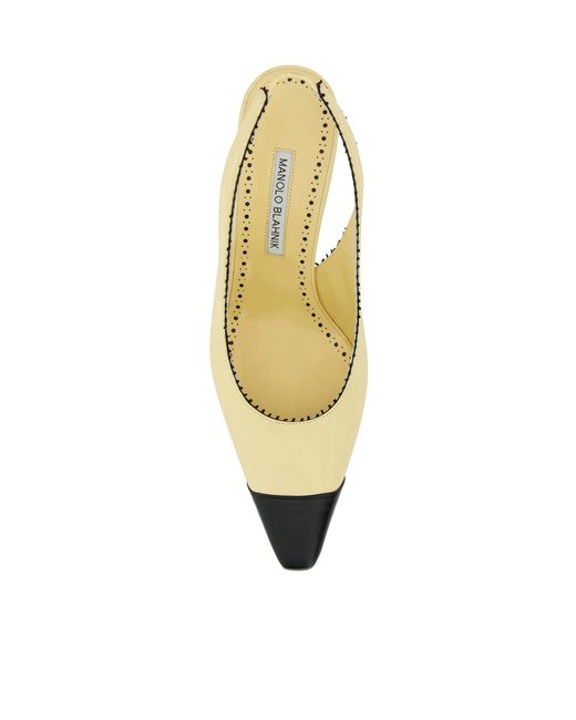 Manolo Blahnik Metallic Gaius Slingback Pointed Toe Pumps
