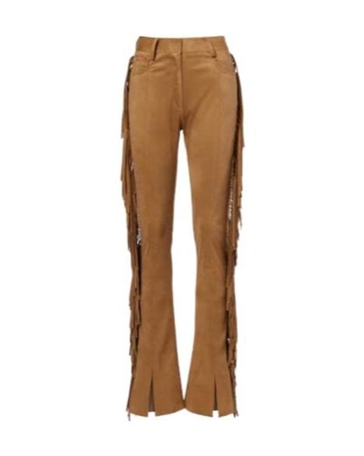 Norma Kamali Brown Fringed Slim Pants