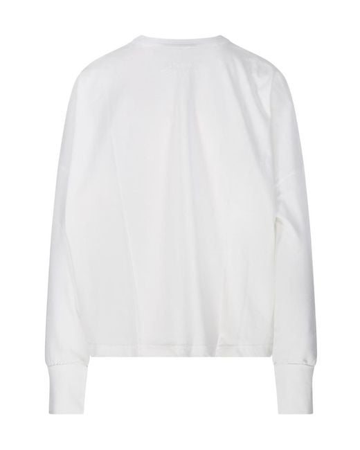 Studio Nicholson White Loop Long Sleeved Crewneck T-Shirt
