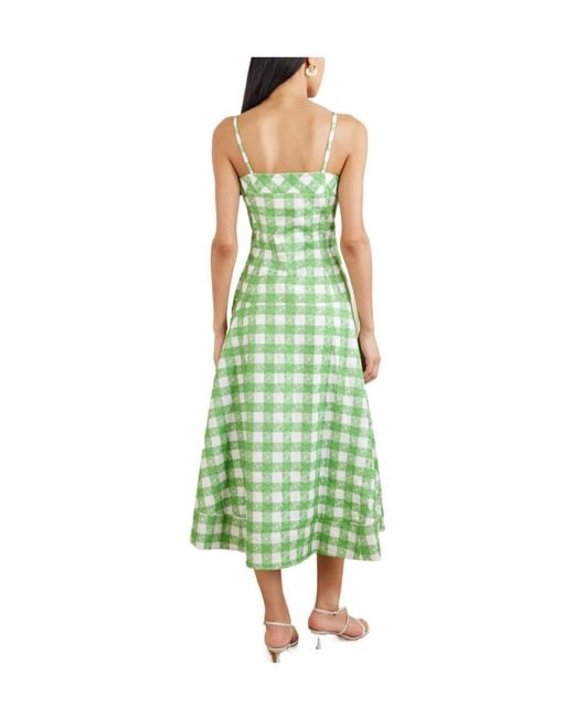 Rosie Assoulin Green Checked Cotton Midi Dress