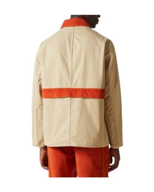 Bode Orange Corduroy-Trimmed Cotton Twill Field Jacket for men