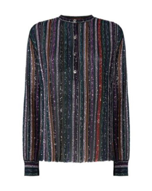 Missoni Black Sequin-Striped Blouse