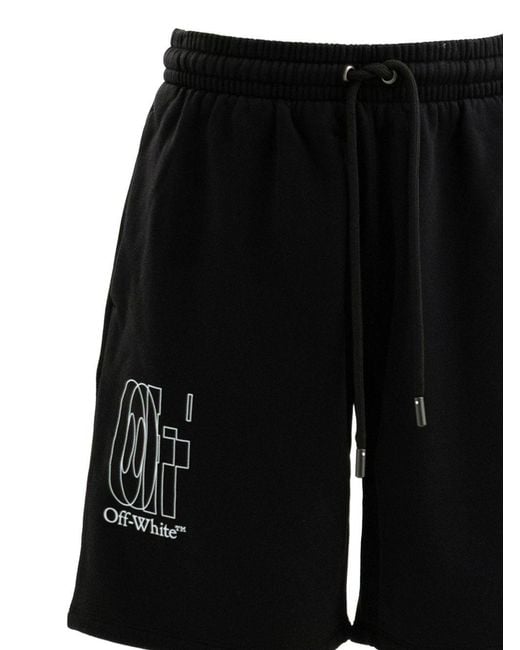 Off-White c/o Virgil Abloh Black Logo-Print Drawstring Shorts for men