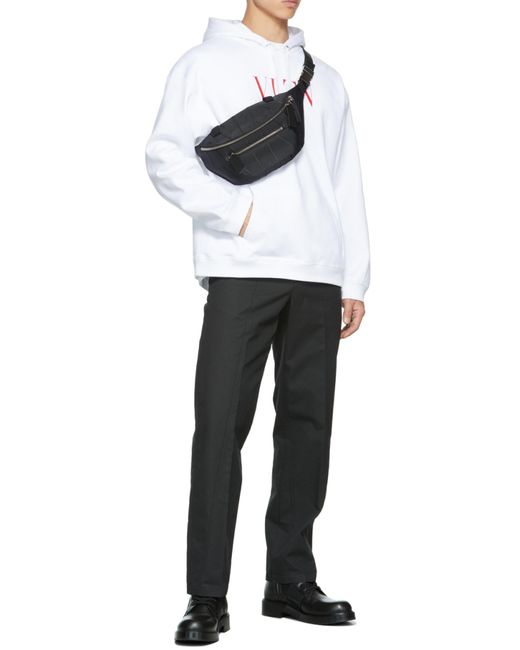 Valentino White Vltn Logo Printed Long-Sleeved Hoodie for men