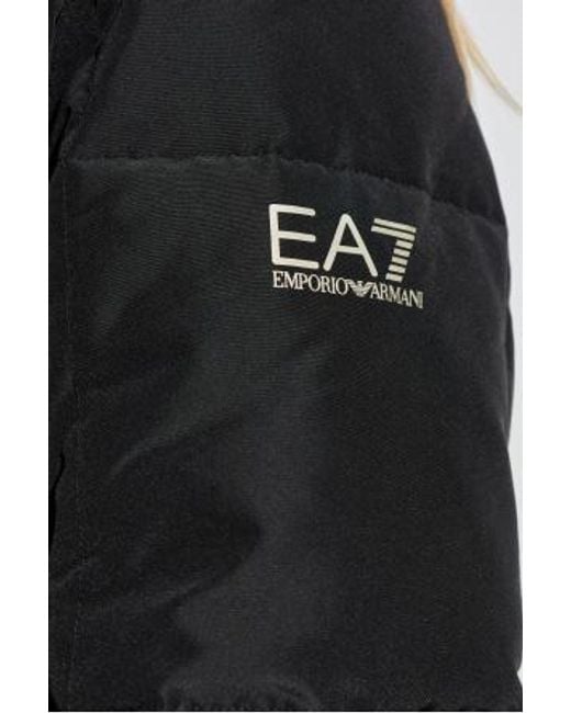 EA7 Black Quilted Padded Coat