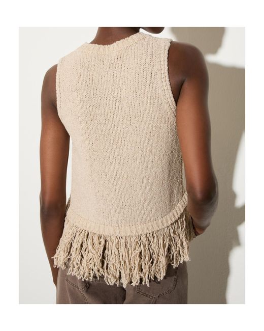MAX&Co. Natural Round Neck Sleeveless Knit Top