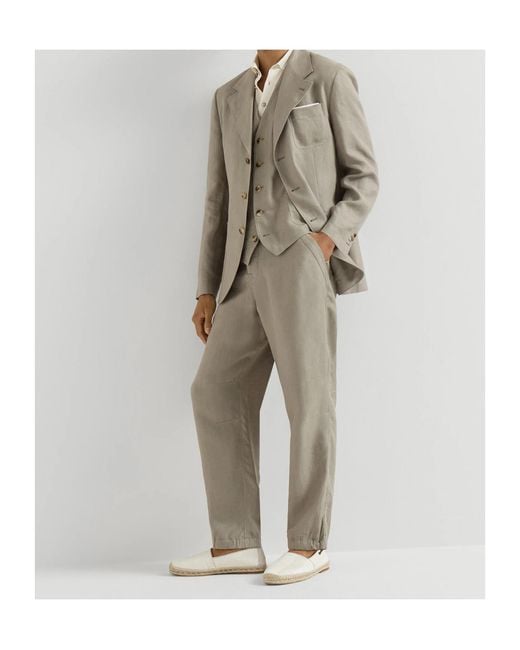Brunello Cucinelli White Techno Raffia And Suede Espadrilles With Piping for men