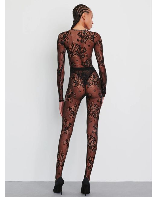 Wardrobe NYC Gray Evening Lace Bodysuit