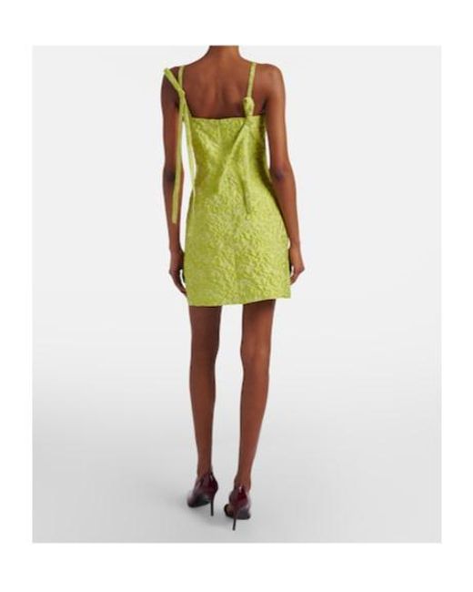 Emilia Wickstead Green Eliezer Floral Cloque Minidress
