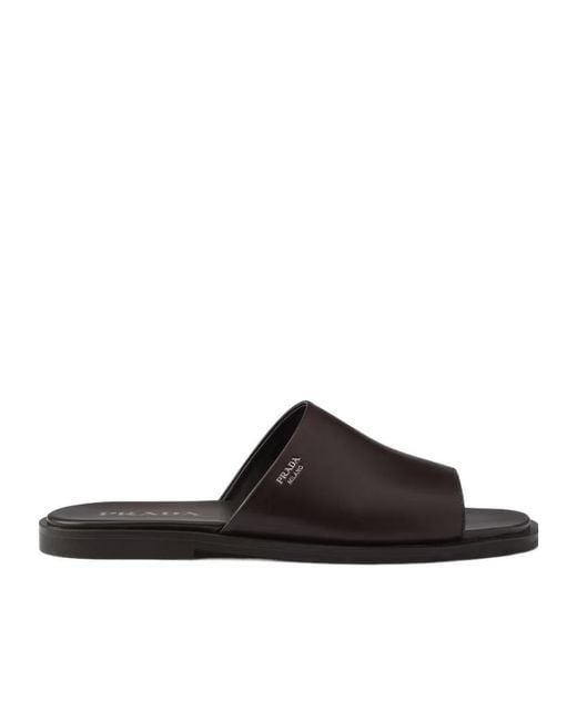 Prada Brown Open-Toe Slides for men