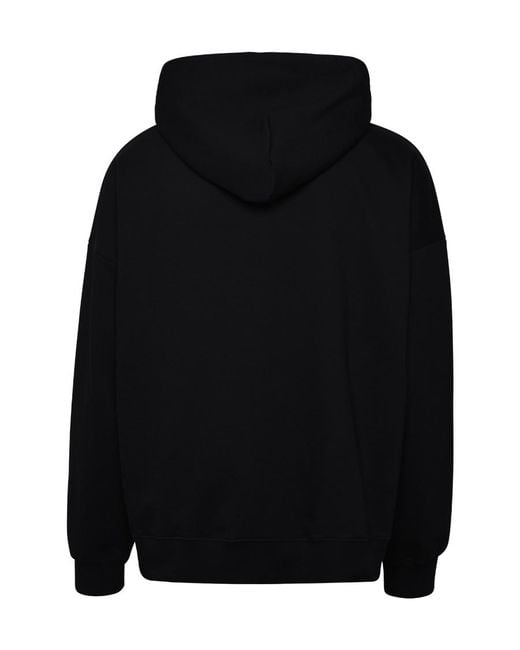Gcds Black Lounge Logo Cotton Hoodie for men