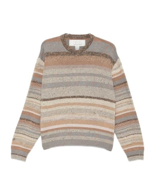 ERL Natural Striped Crew-Neck Sweater for men