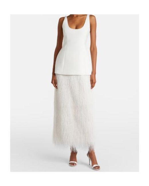 Rohe White Bridal Fringed Wool-Blend Maxi Dress