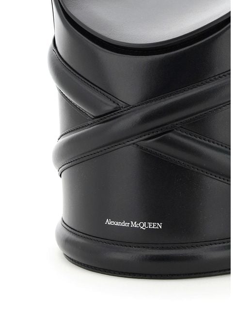 McQueen White Curve Small Bucket Bag