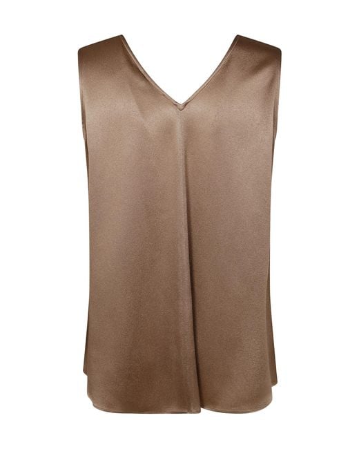 Antonelli Brown V-Neck Sleeveless Top