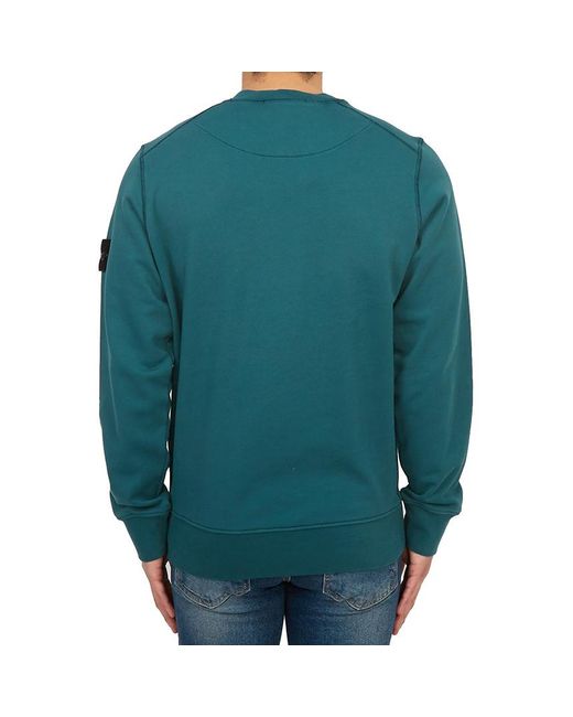 Stone Island Blue Compass-Patch Cotton Sweatshirt for men