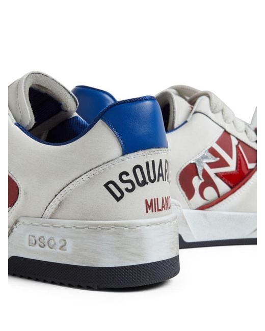 DSquared² White Spiker Logo Printed Vintage Finish Sneakers for men