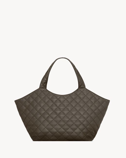 Saint Laurent Brown Icare Quilted Medium Tote Bag
