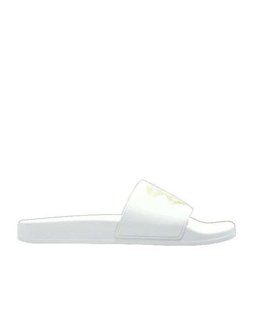 Balenciaga White Bb Logo Pool Slide Sandals