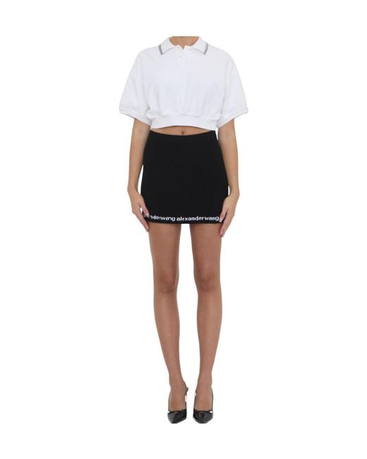 Alexander Wang Black T By Cropped Polo Shirt