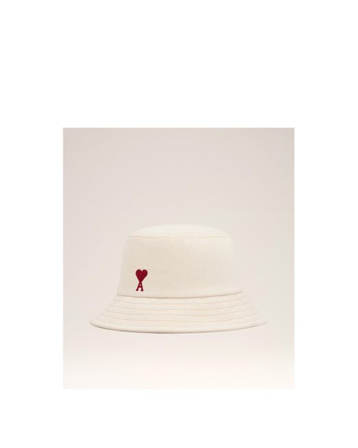 AMI Pink Ami De Coeur Logo Embroidered Bucket Hat for men