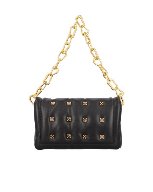 Off-White c/o Virgil Abloh Black Logo Plaque Quilted Crossbody Bag