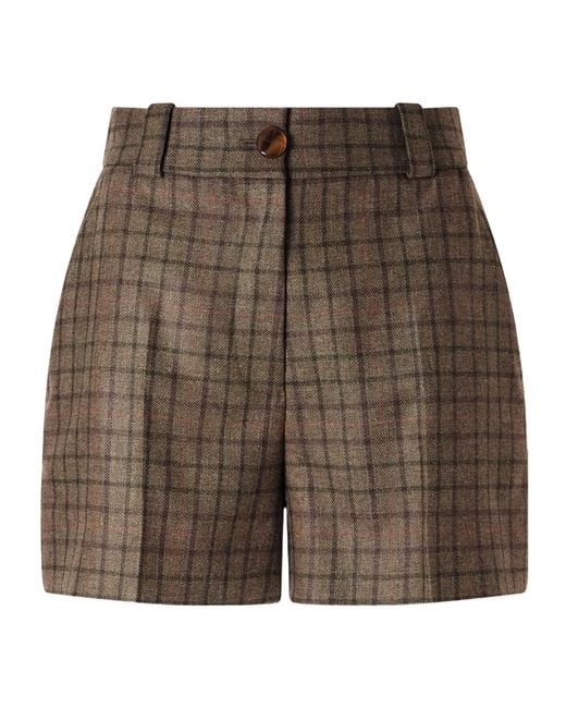 Blazé Milano Brown Teke Checked Wool And Cashmere-Blend Shorts