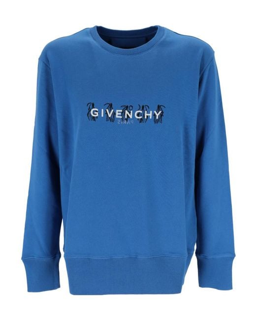 Givenchy Blue Reverse Logo Printed Crewneck Sweatshirt for men