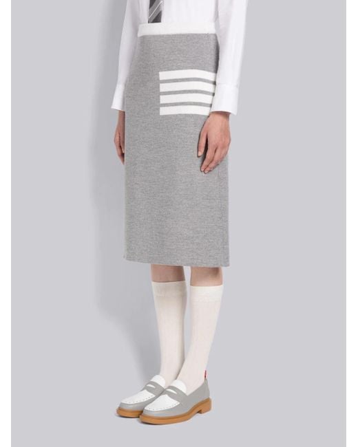 Thom Browne Gray A-Line Merino Wool Midi Skirt