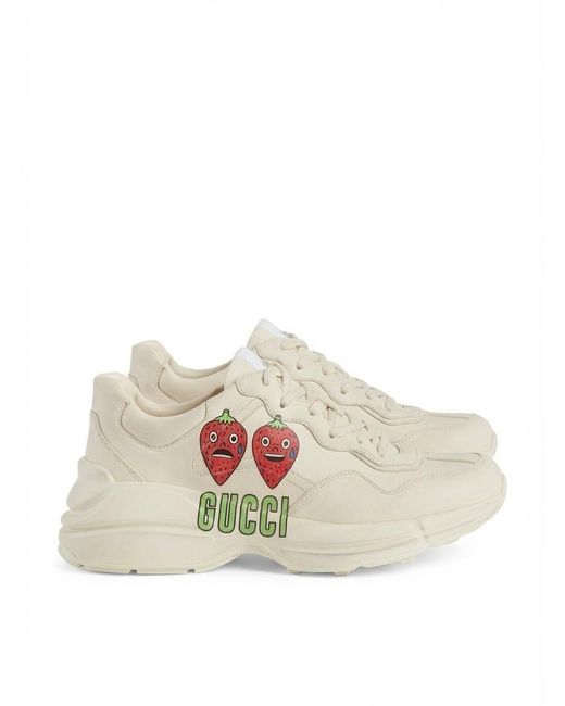 Gucci Multicolor Rhyton Series Of Strawberry Printed Casual Sneakers for men