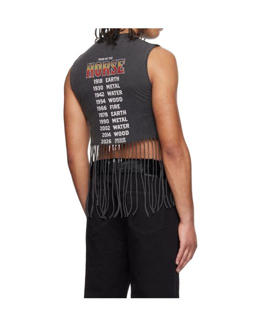 Lu'u Dan Black 'Year Of The Horse' Series Sleeveless Bronco T-Shirt for men