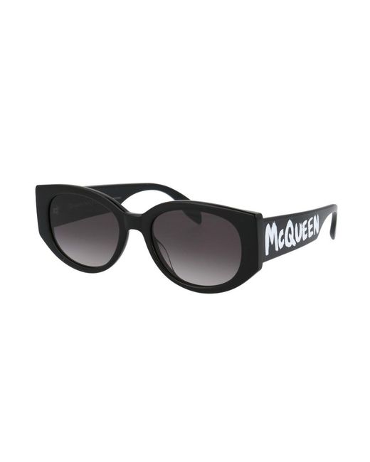 McQueen White Eyewear Rectangle Frame Sunglasses